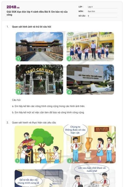 Giải SGK đạo đức lớp 4 cánh diều Bài 8: Em bảo vệ của công