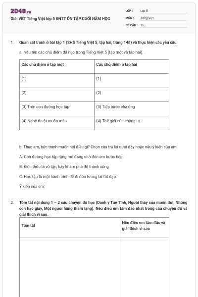 Giải VBT Tiếng Việt lớp 5 KNTT ÔN TẬP CUỐI NĂM HỌC