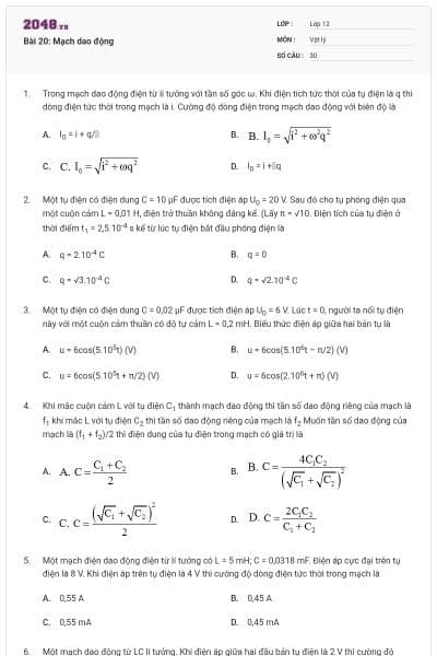 Bài 20: Mạch dao động