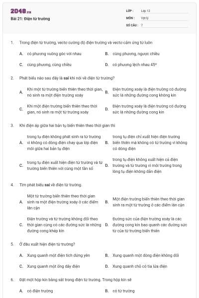 Bài 21: Điện từ trường