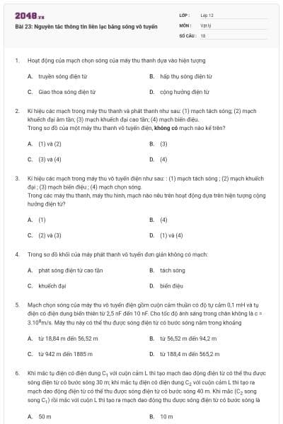 Bài 23: Nguyên tắc thông tin liên lạc bằng sóng vô tuyến