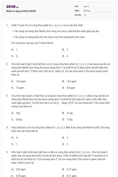 Muối có dạng CnH2n+3O2N