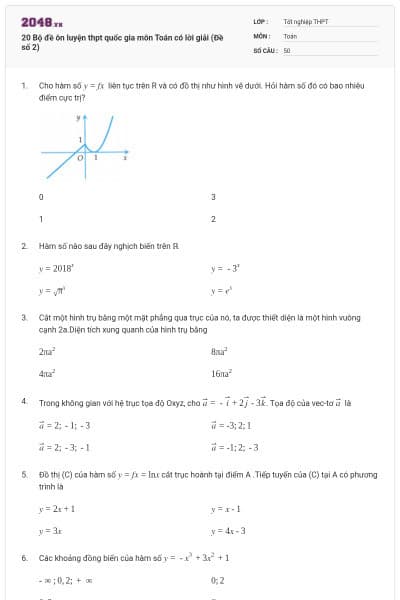 20 Bộ đề ôn luyện thpt quốc gia môn Toán có lời giải (Đề số 2)