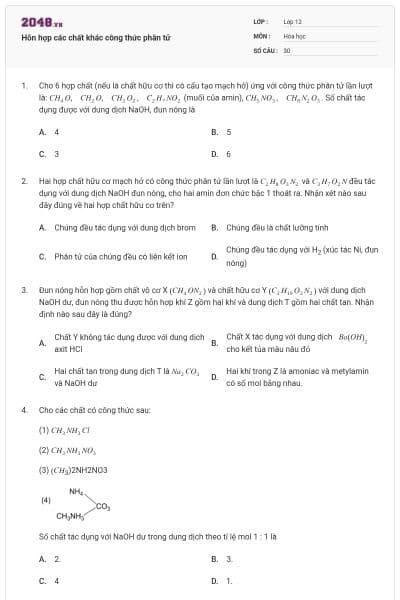 Hỗn hợp các chất khác công thức phân tử