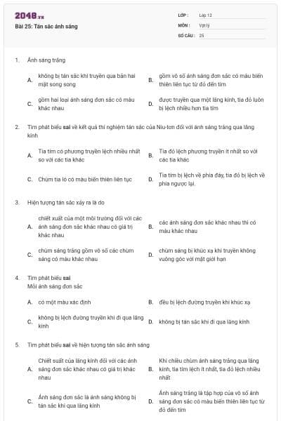 Bài 25: Tán sắc ánh sáng