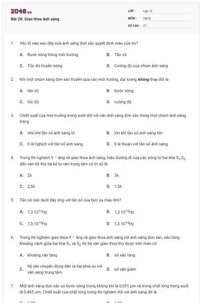 Bài 26: Giao thoa ánh sáng