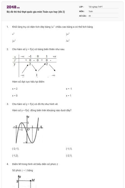 Bộ đề thi thử thpt quốc gia môn Toán cực hay (đề 2)
