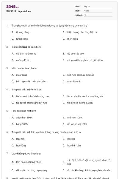 Bài 35: Sơ lược về Laze