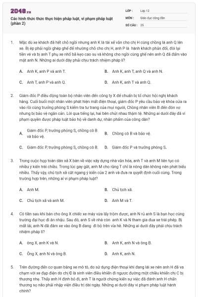 Các hình thức thức thực hiện pháp luật, vi phạm pháp luật (phần 2)