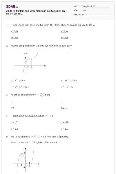 30 đề thi thử thpt năm 2020 môn Toán cực hay có lời giải chi tiết (đề số 2)