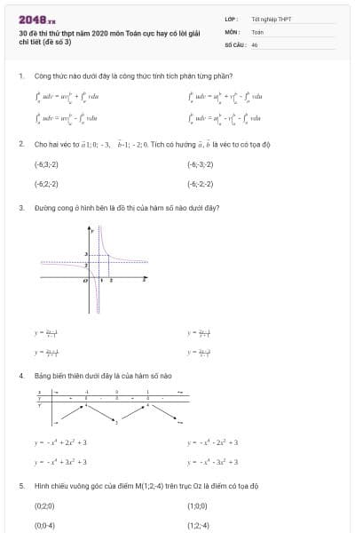 30 đề thi thử thpt năm 2020 môn Toán cực hay có lời giải chi tiết (đề số 3)