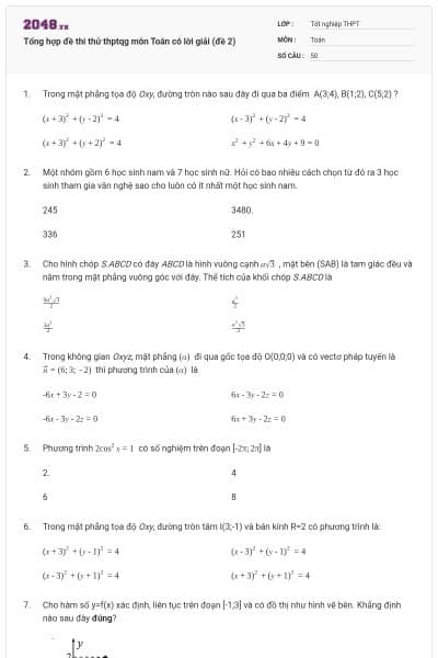 Tổng hợp đề thi thử thptqg môn Toán có lời giải (đề 2)