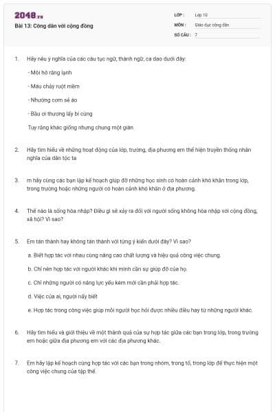 Bài 13: Công dân với cộng đồng