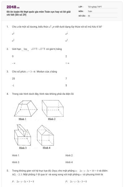 Đề ôn luyện thi thpt quốc gia môn Toán cực hay có lời giải chi tiết (Đề số 29)