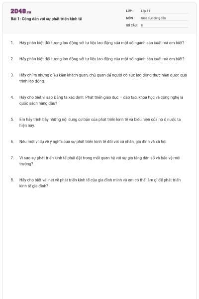 Bài 1: Công dân với sự phát triển kinh tế