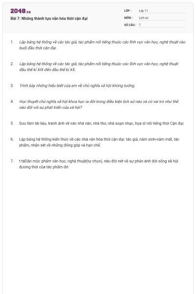 Bài 7: Những thành tựu văn hóa thời cận đại