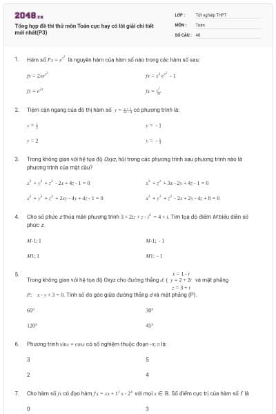 Tổng hợp đề thi thử môn Toán cực hay có lời giải chi tiết mới nhất(P3)
