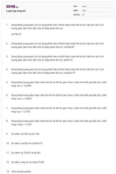 Luyện tập trang 84