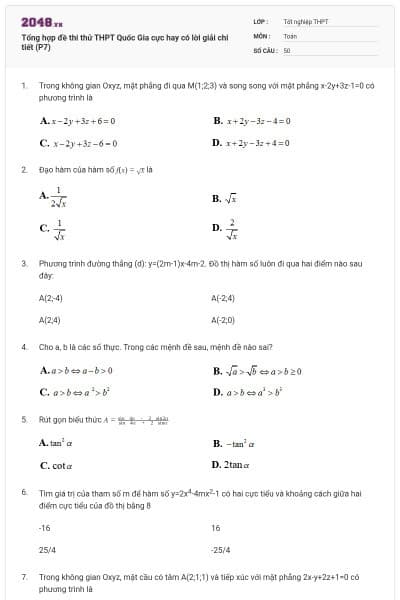 Tổng hợp đề thi thử THPT Quốc Gia cực hay có lời giải chi tiết (P7)