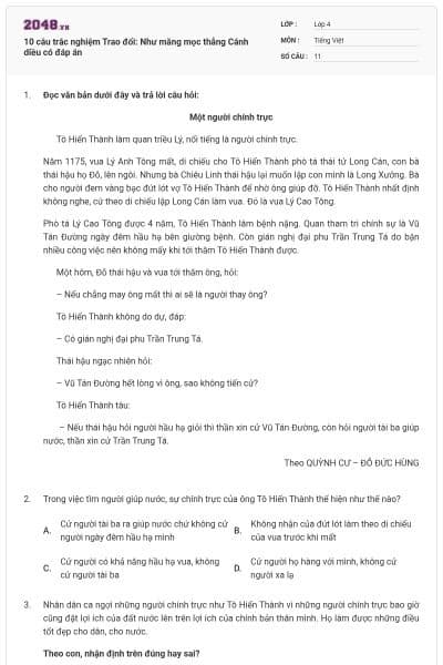 10 câu trắc nghiệm Trao đổi: Như măng mọc thẳng Cánh diều có đáp án