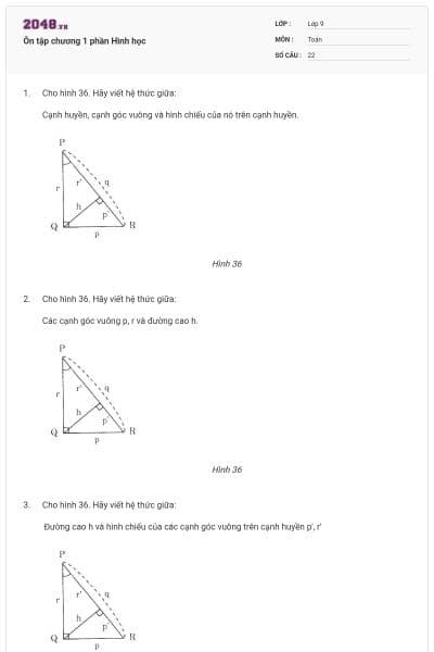 Ôn tập chương 1 phần Hình học