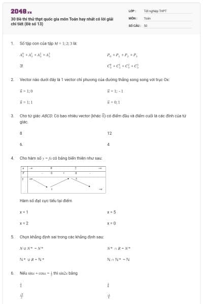 30 Đề thi thử thpt quốc gia môn Toán hay nhất có lời giải chi tiết (Đề số 13)