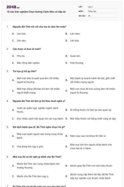 18 câu trắc nghiệm Chọn đường Cánh diều có đáp án