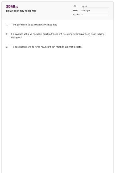 Bài 22: Thân máy và nắp máy