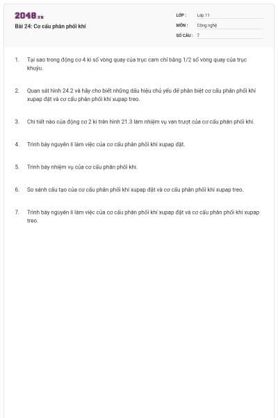 Bài 24: Cơ cấu phân phối khí