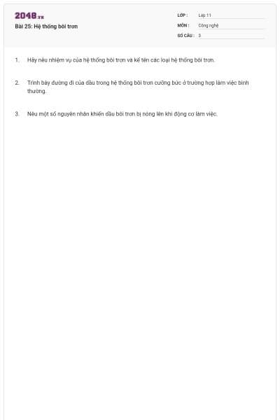 Bài 25: Hệ thống bôi trơn