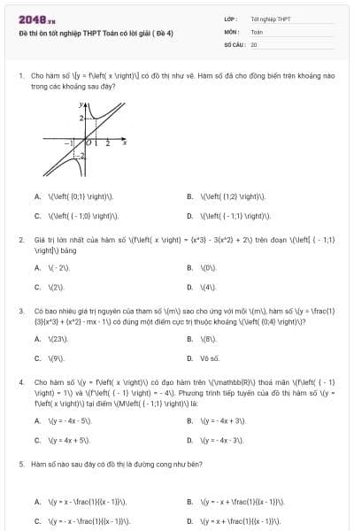 Đề thi ôn tốt nghiệp THPT Toán có lời giải ( Đề 4)