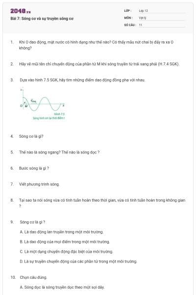 Bài 7: Sóng cơ và sự truyền sóng cơ