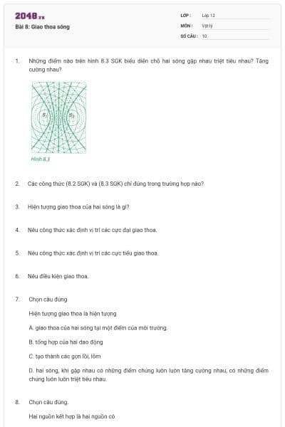 Bài 8: Giao thoa sóng