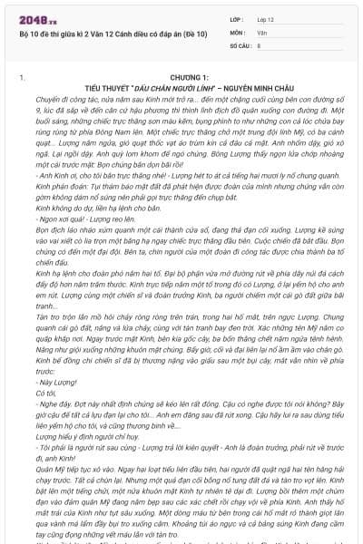 Bộ 10 đề thi giữa kì 2 Văn 12 Cánh diều có đáp án (Đề 10)