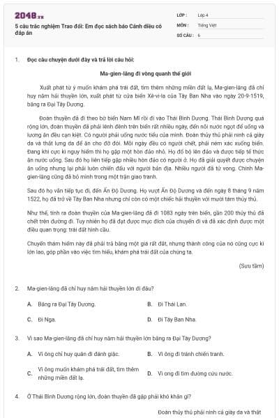 5 câu trắc nghiệm Trao đổi: Em đọc sách báo Cánh diều có đáp án