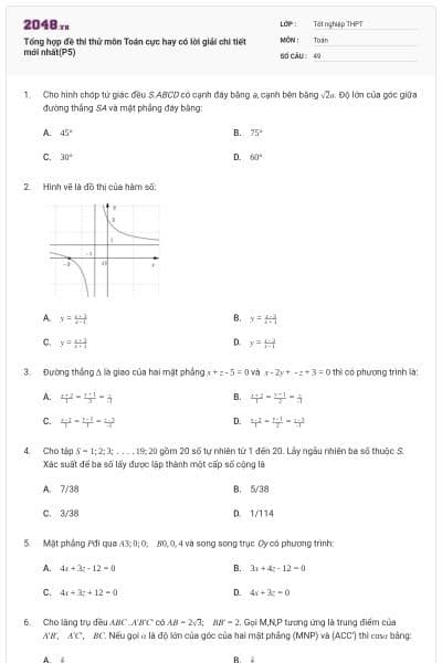 Tổng hợp đề thi thử môn Toán cực hay có lời giải chi tiết mới nhất(P5)