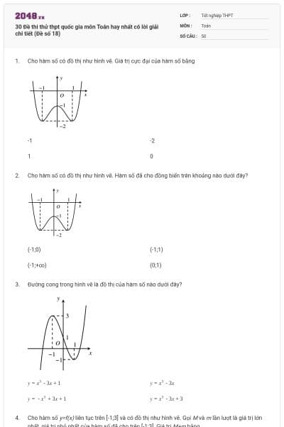 30 Đề thi thử thpt quốc gia môn Toán hay nhất có lời giải chi tiết (Đề số 18)
