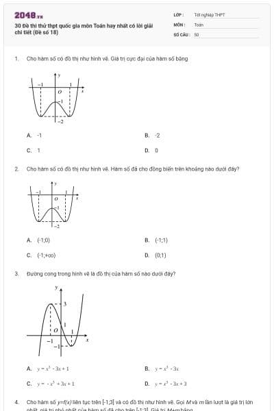 30 Đề thi thử thpt quốc gia môn Toán hay nhất có lời giải chi tiết (Đề số 18)