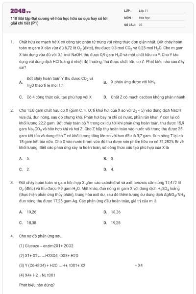 118 Bài tập Đại cương về hóa học hữu cơ cực hay có lời giải chi tiết (P1)