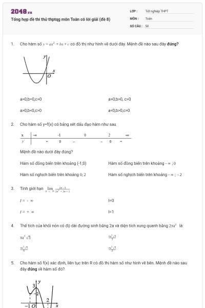 Tổng hợp đề thi thử thptqg môn Toán có lời giải (đề 8)