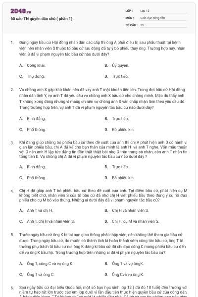 65 câu TN quyền dân chủ ( phần 1)