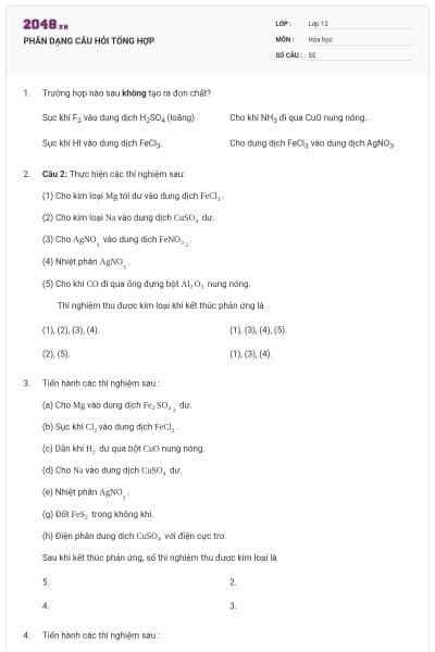 PHÂN DẠNG CÂU HỎI TỔNG HỢP