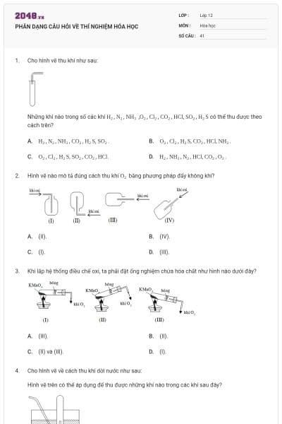 PHÂN DẠNG CÂU HỎI VỀ THÍ NGHIỆM HÓA HỌC