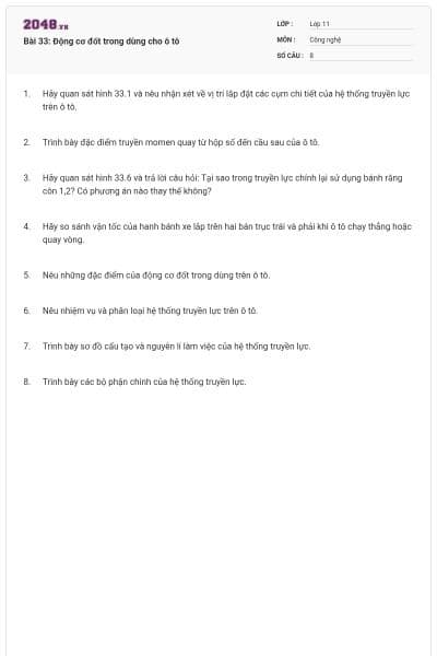 Bài 33: Động cơ đốt trong dùng cho ô tô