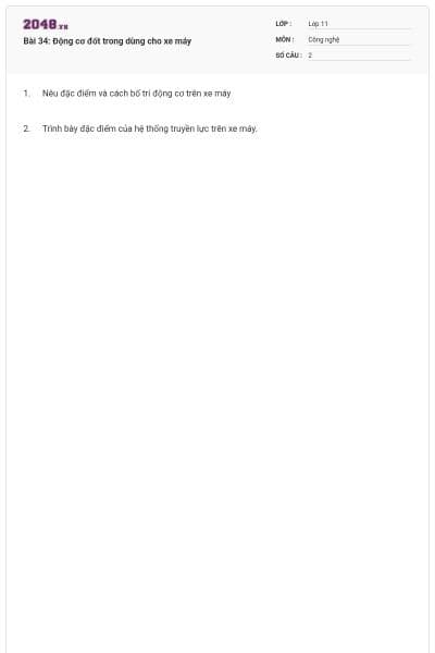 Bài 34: Động cơ đốt trong dùng cho xe máy