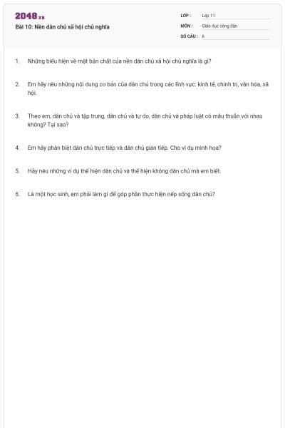 Bài 10: Nền dân chủ xã hội chủ nghĩa