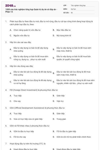 1000 câu trắc nghiệm tổng hợp Quản trị dự án có đáp án - Phần 13