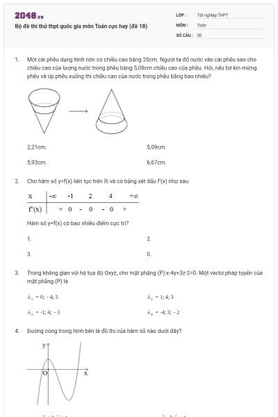 Bộ đề thi thử thpt quốc gia môn Toán cực hay (đề 18)