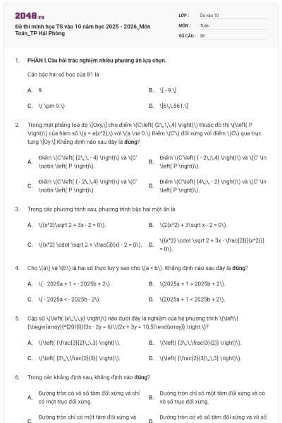 Đề thi minh họa TS vào 10 năm học 2025 - 2026_Môn Toán_TP Hải Phòng
