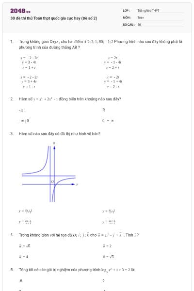 30 đề thi thử Toán thpt quốc gia cực hay (Đề số 2)